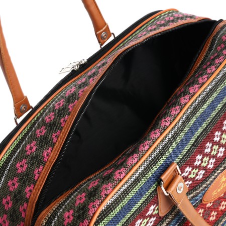 Road bag, 2 parts on zippers, long belt, red/multi -colored color-2