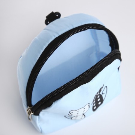 Youth backpack from textiles, 3 pockets, wallet, blue color-9