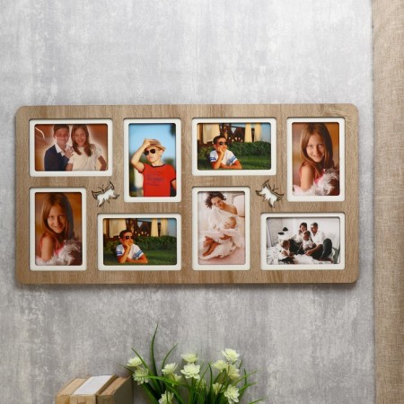 Photo frame of HDF in 8 photos 10x15 cm (plastic screen)
