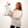 Soft toy "Dragon", with golden wings, 45 cm, white color