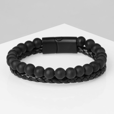 Bracelet unisex "power" balls, black color with ferrous metal, 21.5 cm