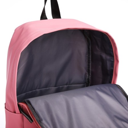 Young backpack from textiles with a zipper, waterproof, 4 pockets, pink color-6