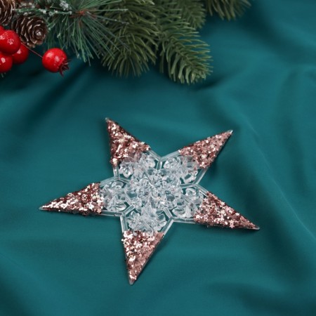 Decoration Christmas tree "Star shine Glass" 12x12 cm, transparent pink-1