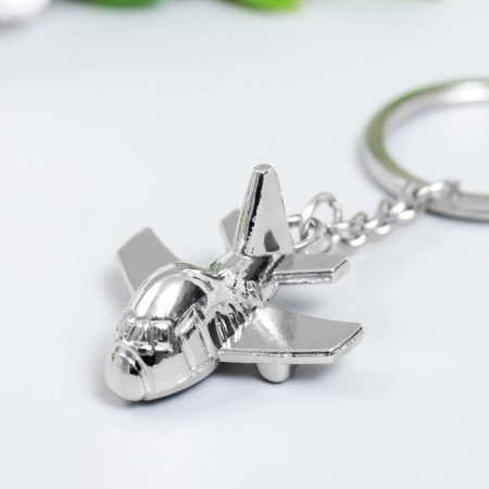 Metal key "plane" silver 6 cm-5