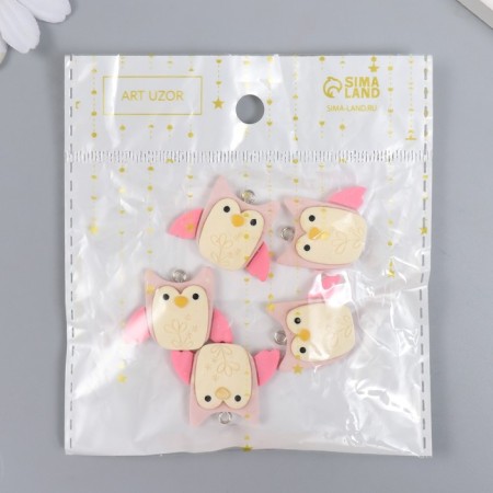 Decor for creativity plastic "Tender owl with a loop" 0.8x3x2.2 cm-4