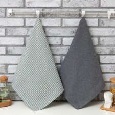 A set of kitchen towels of the Dolyana Stripes, 40x70cm- 2pcs, Gray, 50%of the P/E, 50%HL
