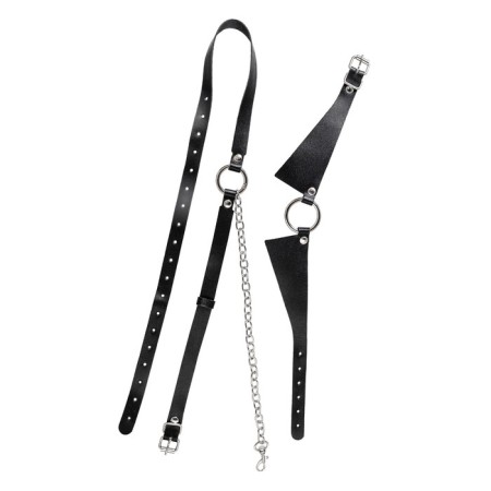 PECADO BDSM-cheese-shepherd, leash and carbine, genuine leather, black color-2