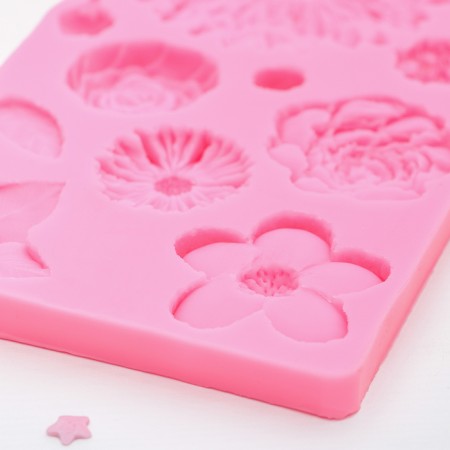 Mold "Flowers", silicone, 25 × 10 cm, pink color-2