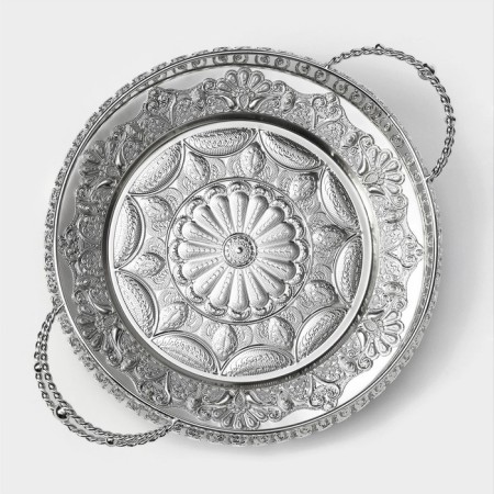 Serving tray "Solon", 34 × 24.5 × 9 cm, with handles, silver color-2