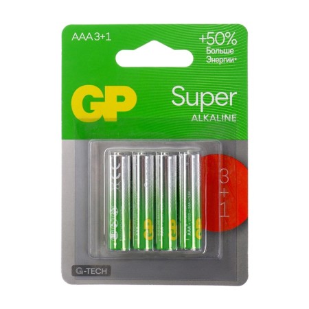 Alkalin battery GP Super, AAA, LR03-4BL, 1.5V, 3+1 pcs-2
