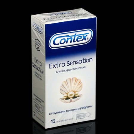 CONTEX Extra Sensation condoms with large dots and ribs, 12 pcs