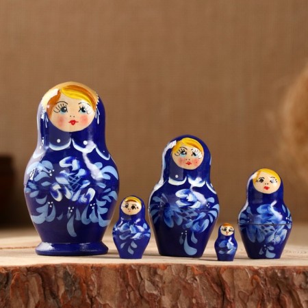 Doll "gzhel", blue dress, 5 puppet, 10 cm