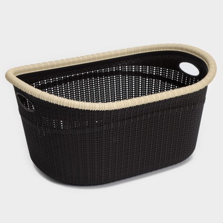 Set for the bathroom 7 items: basket 4 pcs, basket for linen, bucket for garbage, ruff, brown color-5