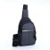 Male sling bag from textiles, headphone opening, gray color