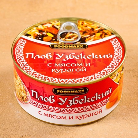Uzbek pilaf "Festive" with meat and dried apricots, 325g, canned