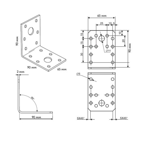 Fixing corner KU 90x90x65, 50 pcs.-1