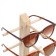 Glasses stand, 5 seats, h = 36 cm, wood, brown color
