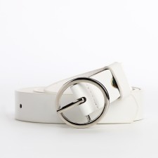 Children's belt, width 2.3 cm, screw, buckle metal, white color