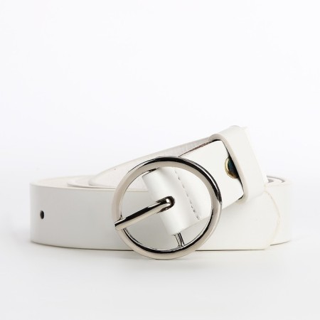 Children's belt, width 2.3 cm, screw, buckle metal, white color