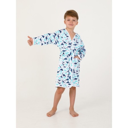 Children's robe with a hood, height 128 cm-4