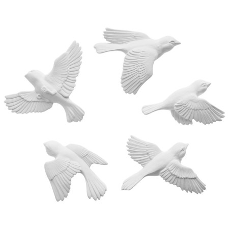 The decoration is wall, plaster panel "birds", 5 pcs, white-2