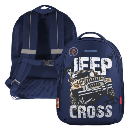 Youth backpack, 42 ​​x 31 x 14 cm, ergonomic back, Bruno VisConti 12-008, + Jeep Cross Penal