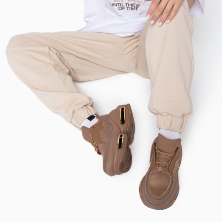 Sneakers women's, dark beige, size 36-3