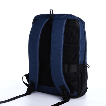Backpack from textiles on lightning, Erich Krause, 1 pocket, USB connector, blue color-3