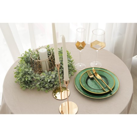 Glass dessert “Emerald”, d = 21.5 cm, green color with gold tap-5