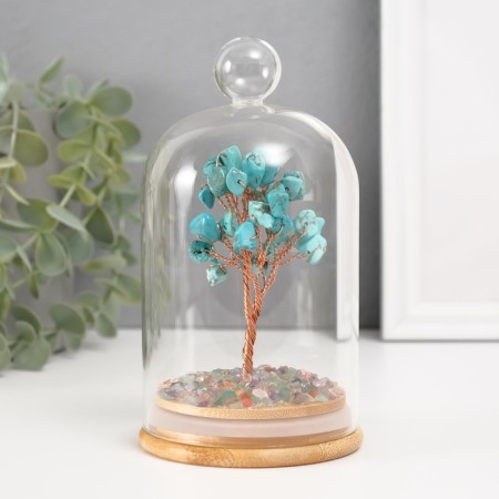 Souvenir "Cash tree in a flask with a handle" turquoise 36 stones 8.2x8.2x13 cm-2