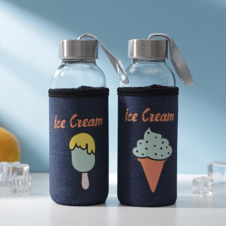 A glass bottle in the case “Summer”, 300 ml, h = 17.5 cm, Mix drawing-3