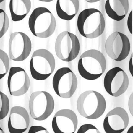 Rings curtain decor. for the bathroom (polyester/ser.-black.) 180x200 cm