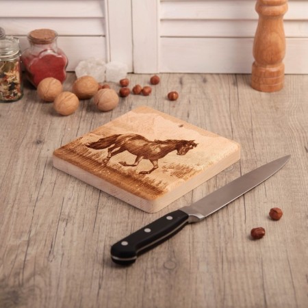 Board from the massif “horse”, square, 18 × 18 cm-1