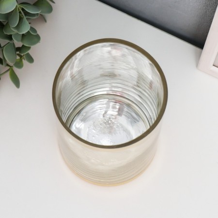 Glass of glass for 1 candle "strips" gold 15x10x10 cm-2