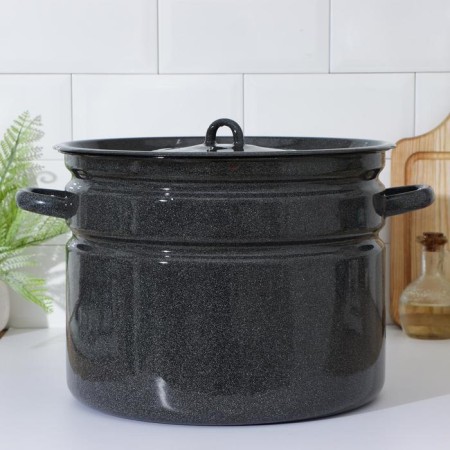 Enameled tank, 16 l, induction, metal cover, graphite color