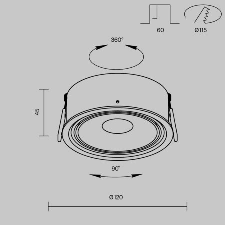 The built-in lamp Technical DL060-9W3-4-4-6K-W, LED, 9 W, 120x120x45 mm, 790 lm, white-8