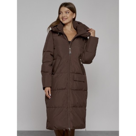 Coat insulated winter female, size 46, dark brown color-8