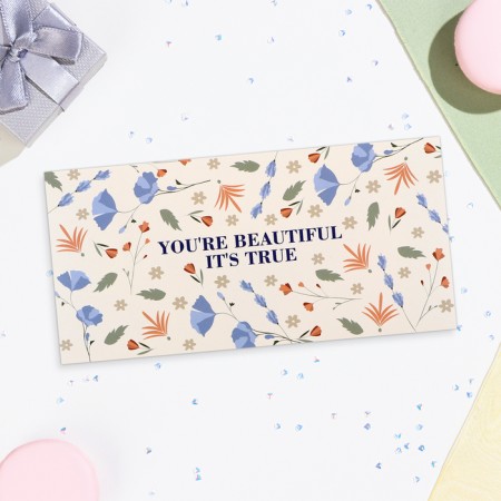 Money envelope "You`re Beautiful, it`s true" Flowers, 16x8 cm