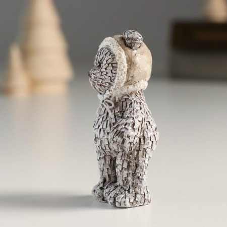 Souvenir Polystone "Bear in a hat/cap, stands" gray mix 4x3x7 cm-4