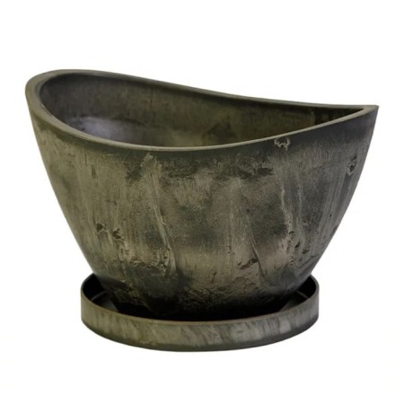 Pot for flowers and plants with a pallet, wood charcoal 30.5x21.8x17.2cm, 4l