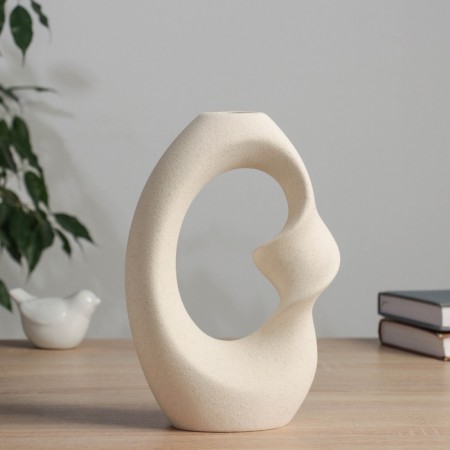 VAZA Ceramics Table "CRARI" D-3 cm, 21x14 cm, beige
