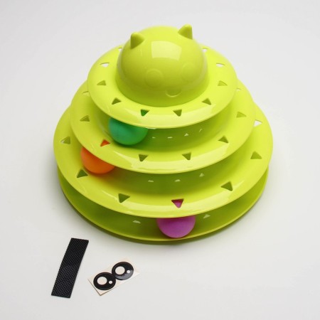 Game complex "Piggon" for cats with 3 balls, 24.5 x 24.5 x 13 cm, green-1