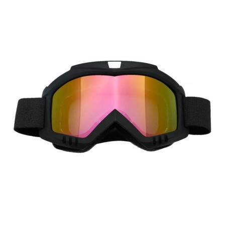 Glass-mask for motorcycle driving, golden chrome glass, black color, OM-14