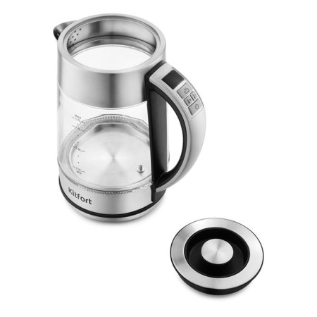 Electric KitFort KT-690, glass, 1.7 l, 2200 watts, adjustment t °, silver-2