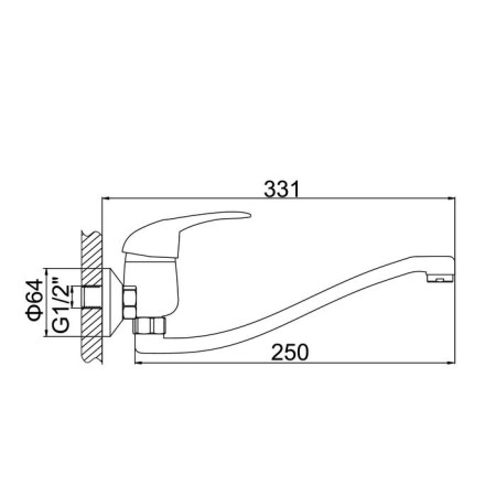 Accoona A5940 kitchen mixer, single -leaf, wall, silumin, chrome-4