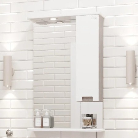 Mirror ONIKA cabinet Harper 58.01, white glossy color, right, with backlight-2