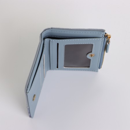 Women's wallet on the button, blue color-3