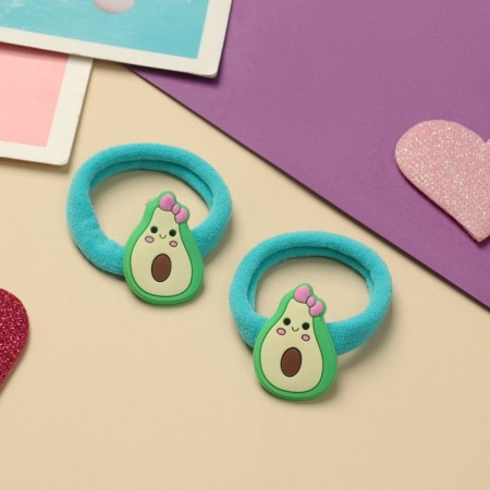 Hair elastic band "Tenderness" (set 2 pcs) avocado, 4 cm, green-1