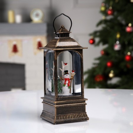 LED figure "Lantern with a snowman" 7.8 × 19.5 × 7.8 cm, plastic, AAX3 batteries (not in the kit), USB, glow warm white-1