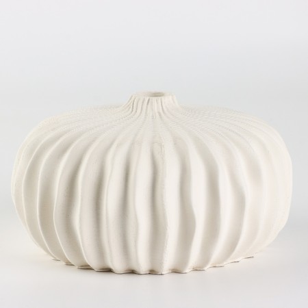 Vase for flowers is decorative, white, handmade, 14 cm x 14 cm x 7 cm.